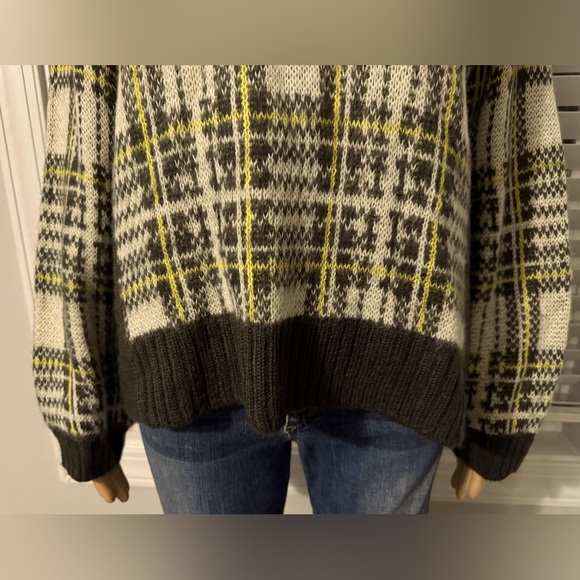 Pretty Nine West size M gray yellow plaid mock neck sweater women NWT - Picture 4 of 6